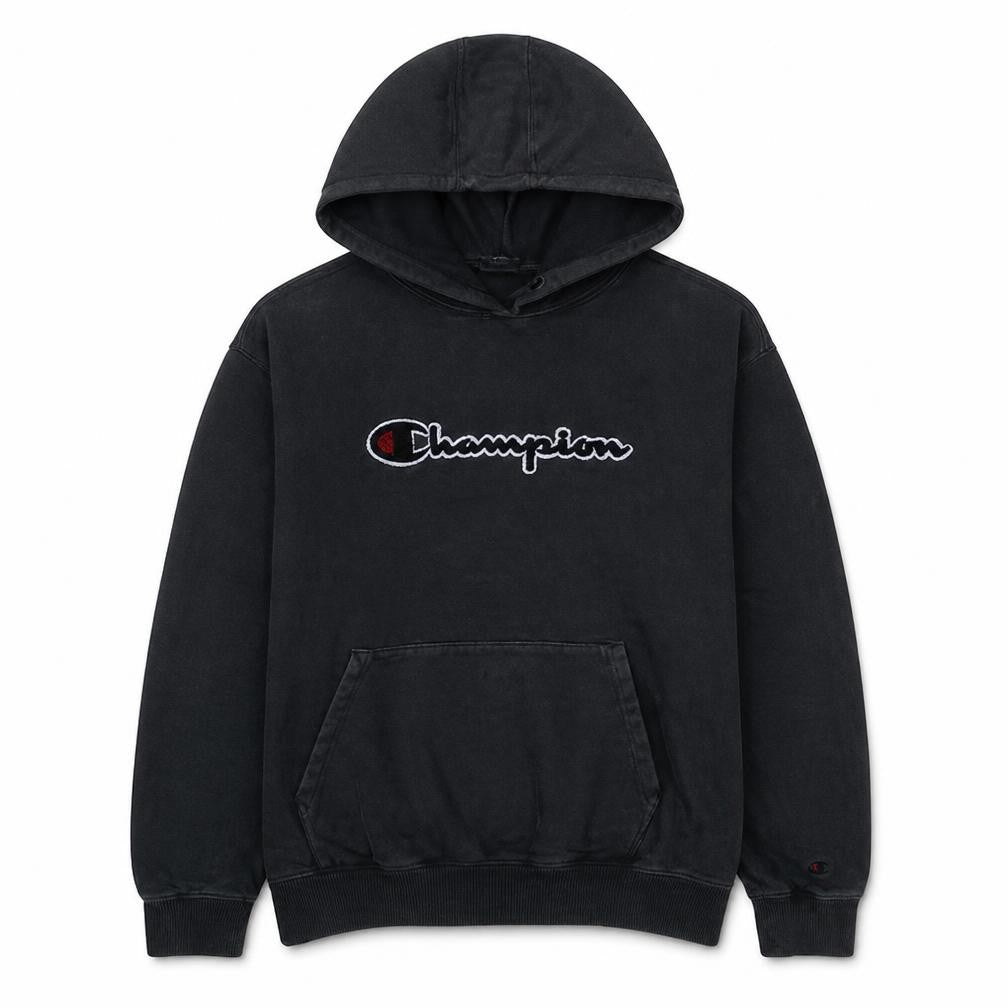 Champion Men's Black Pullover Hoodie Medium Logo Fleece Sweatshirt