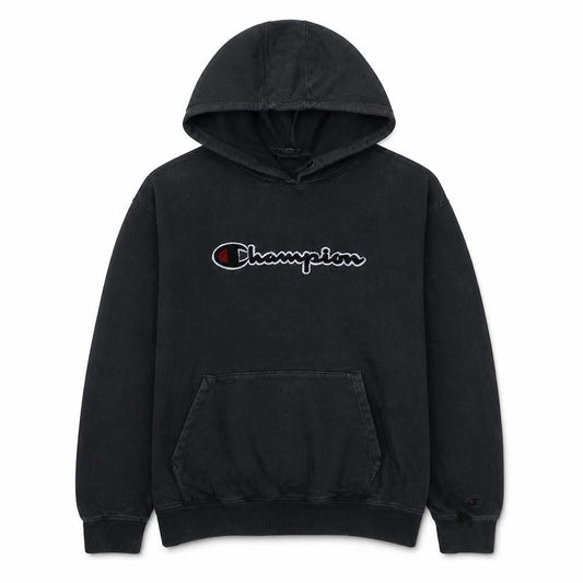 Champion Men's Black Pullover Hoodie Medium Logo Fleece Sweatshirt