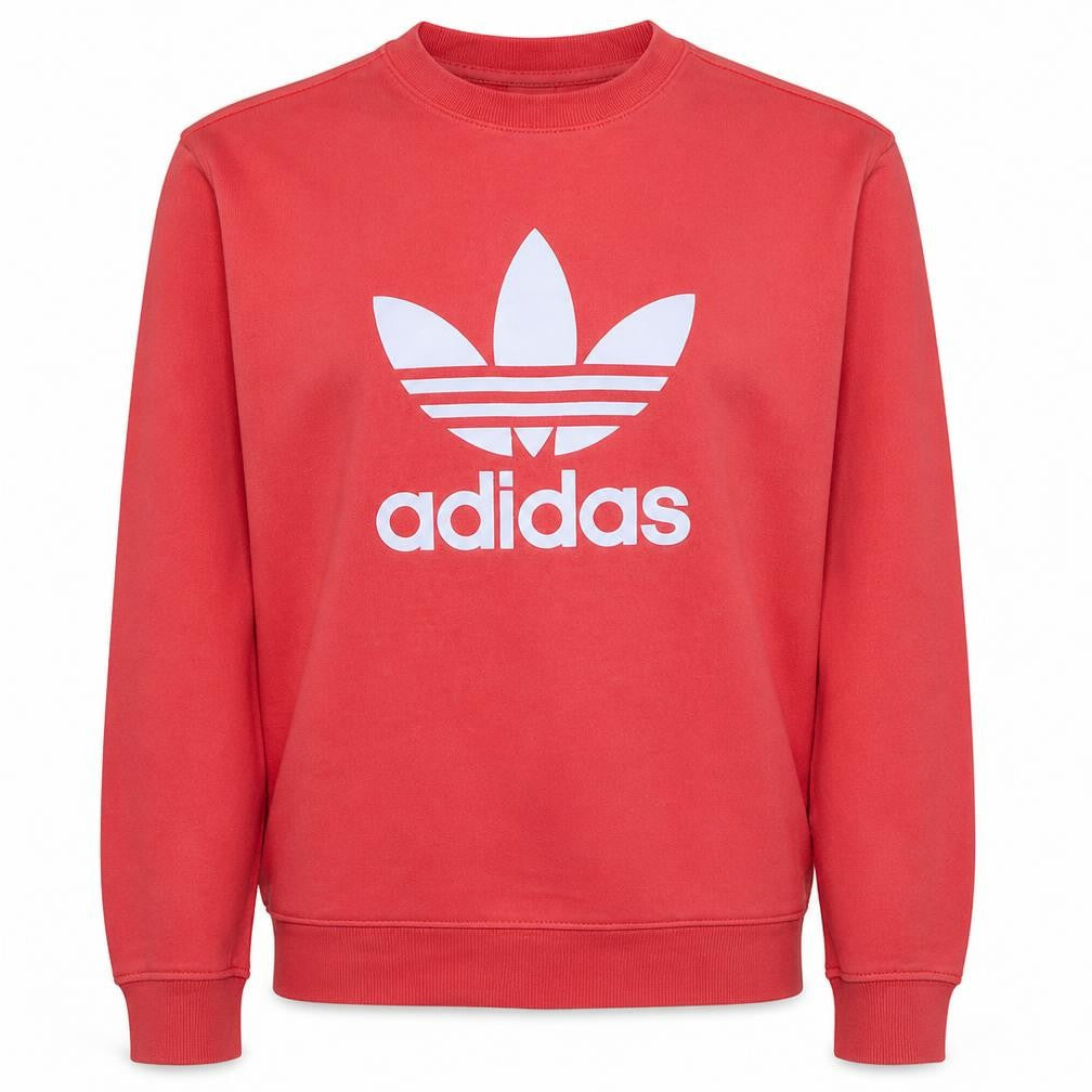 Front view of Adidas Women's Pink Logo Crew Neck Pullover Sweatshirt, size 8