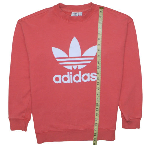Adidas Women's Pink Logo Crew Neck Pullover Sweatshirt Size 8