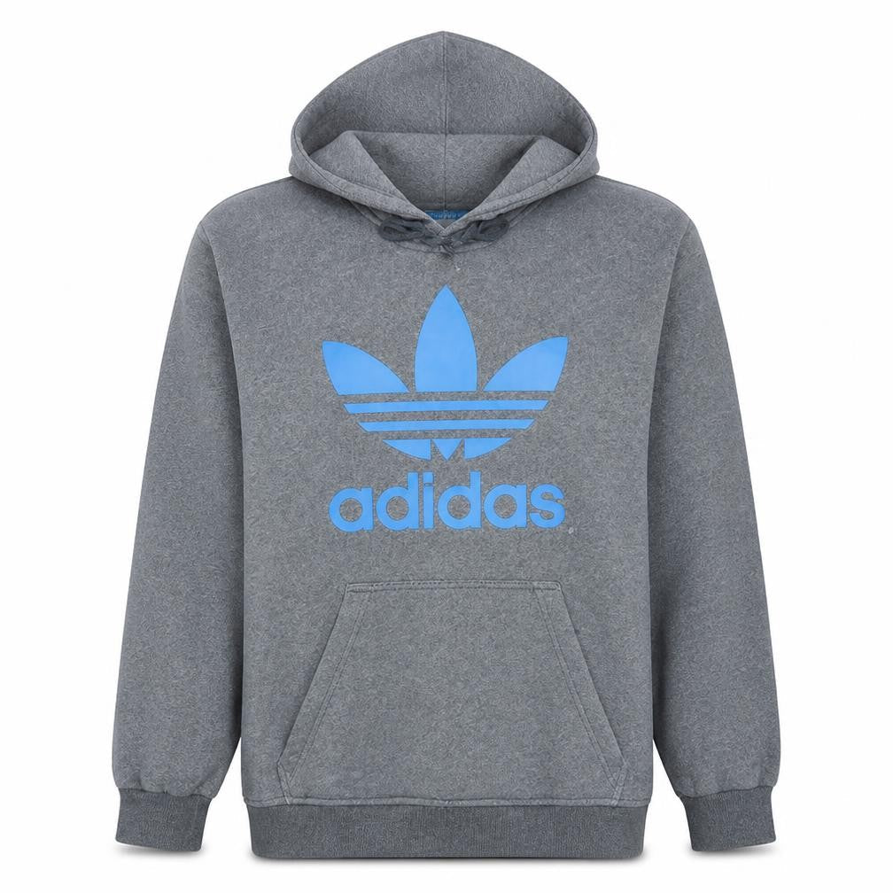 Adidas Men's Grey Pullover Hoodie M Sports Fleece Sweatshirt