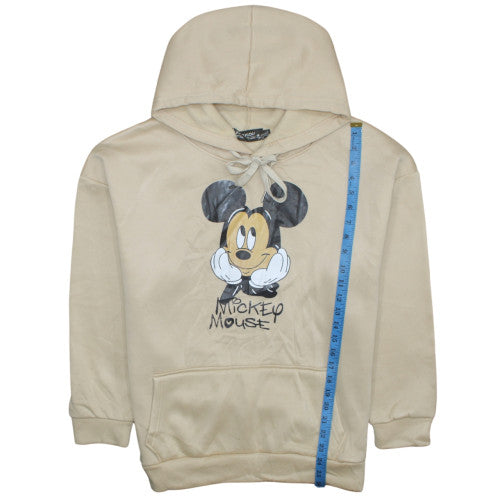 Fashion Women Beige Mickey Mouse Hooded Pullover Sweatshirt XL