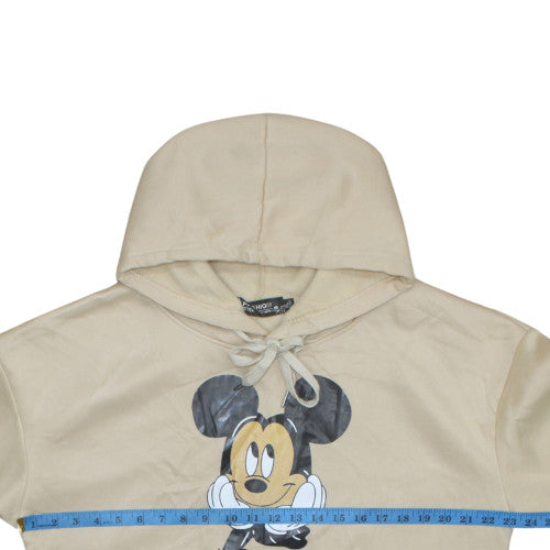 Fashion Women Beige Mickey Mouse Hooded Pullover Sweatshirt XL