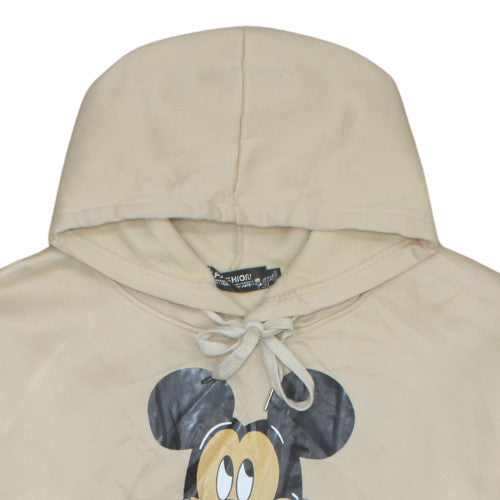 Fashion Women Beige Mickey Mouse Hooded Pullover Sweatshirt XL