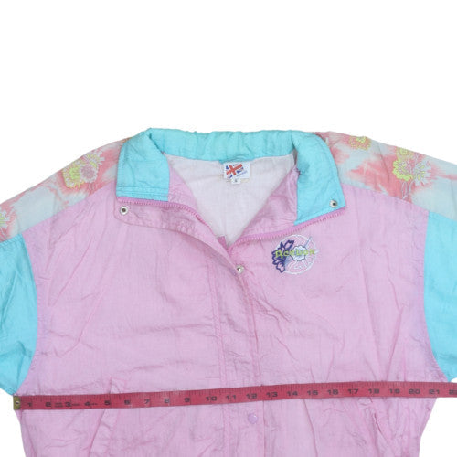 Reebok Womens Pink Blue 90s Bomber Jacket Small Nylon Vintage
