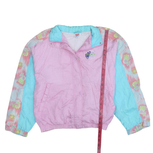 Reebok Womens Pink Blue 90s Bomber Jacket Small Nylon Vintage