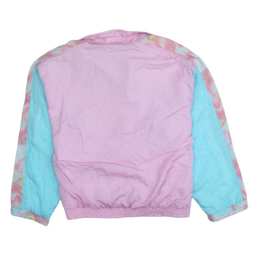 Reebok Womens Pink Blue 90s Bomber Jacket Small Nylon Vintage