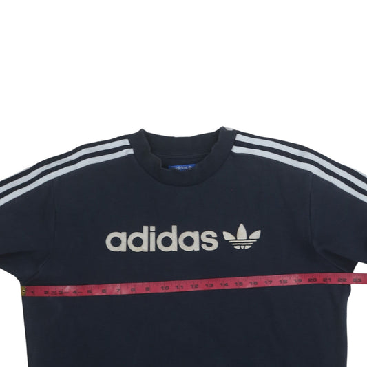 Adidas Mens Blue Pullover Sweatshirt M Logo Crew Neck Sportswear