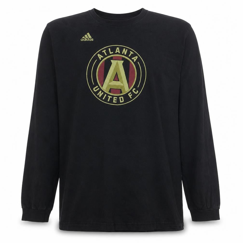 Front view of Adidas Men’s Black XL Atlanta United FC Long Sleeve Cotton Tee