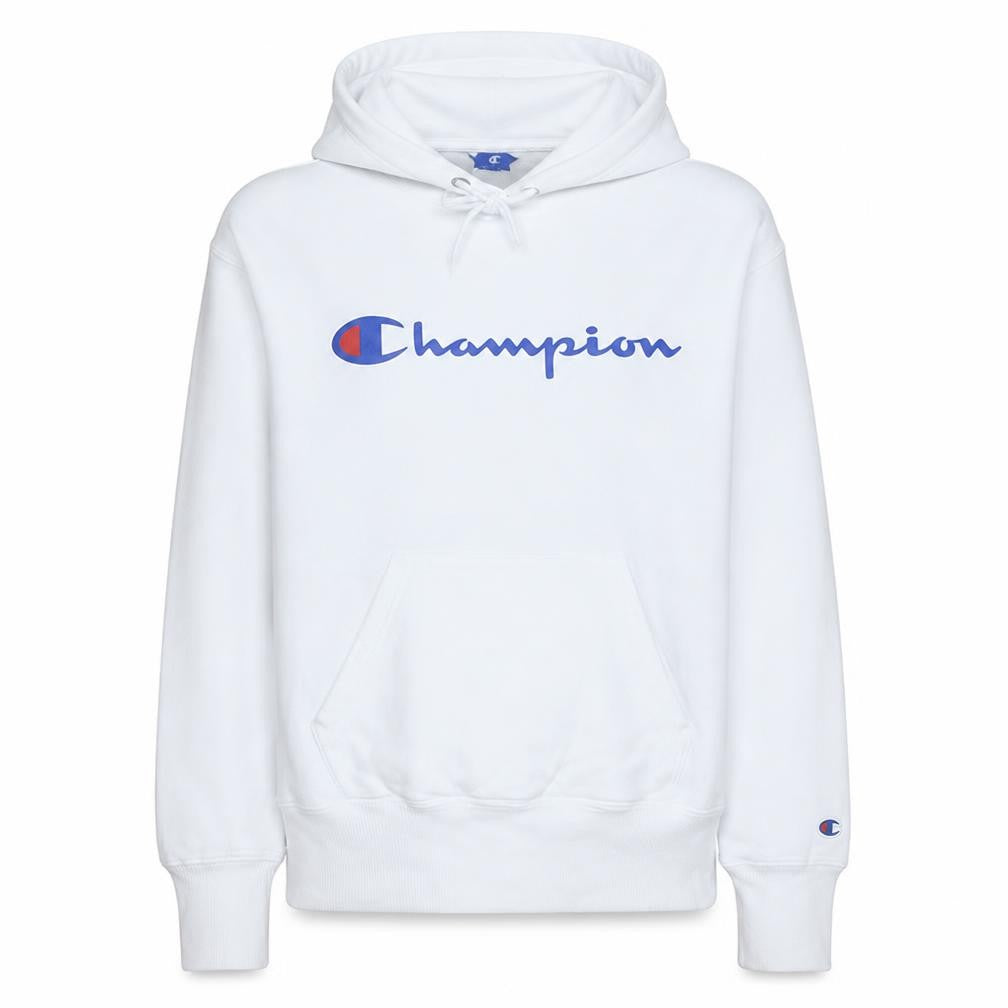 Champion Men's White Pullover Hoodie Medium Logo Graphic Sportswear