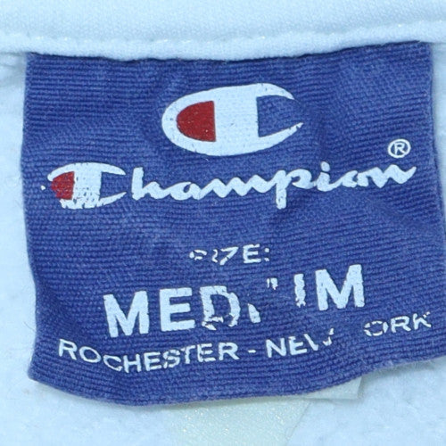 Champion Men's White Pullover Hoodie Medium Logo Graphic Sportswear