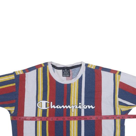Champion Mens Multicoloured Striped Crew Neck Cotton T-Shirt M
