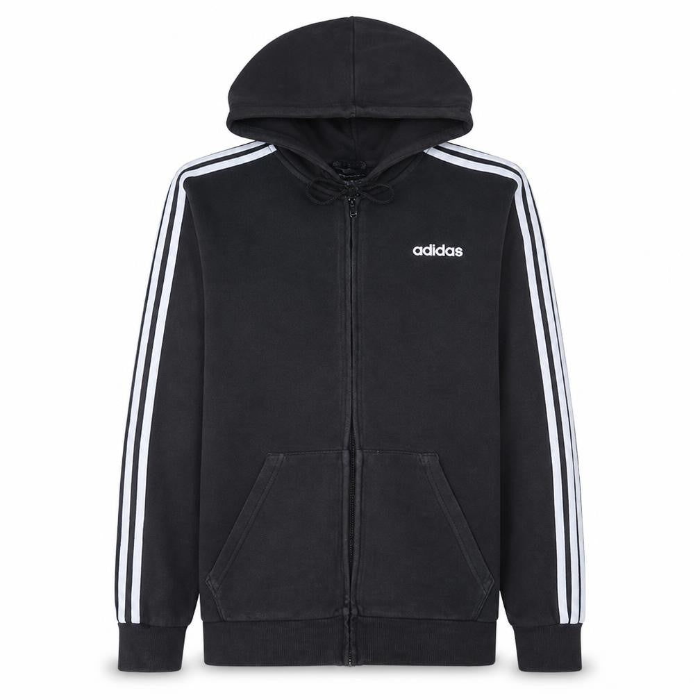 Front view of Adidas Men's Black Full Zip Hoodie Medium Sportswear