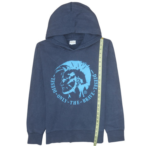 Diesel Men's Blue Pullover Hoodie M Graphic Print Cotton
