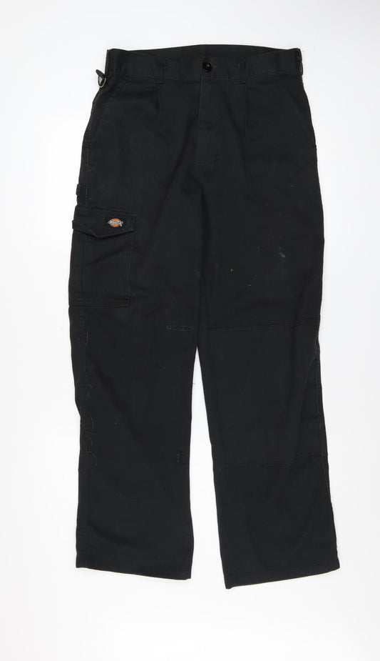 Dickies Men's Black Cargo Work Trousers 30R Polyester Cotton