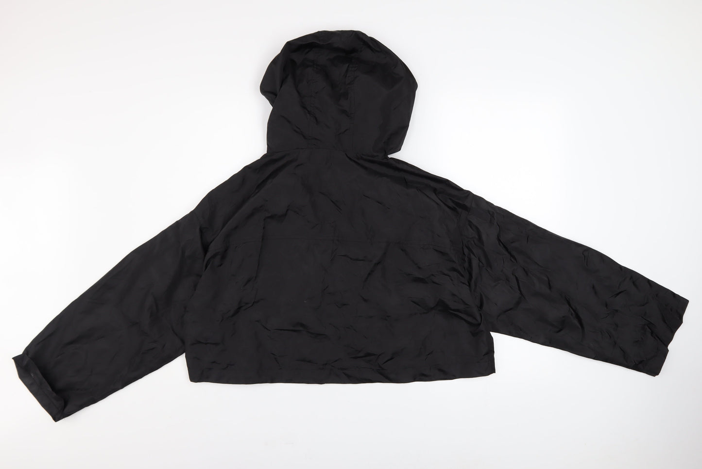 ASOS DESIGN Women’s Black Cropped Hooded Windbreaker Jacket Size 14