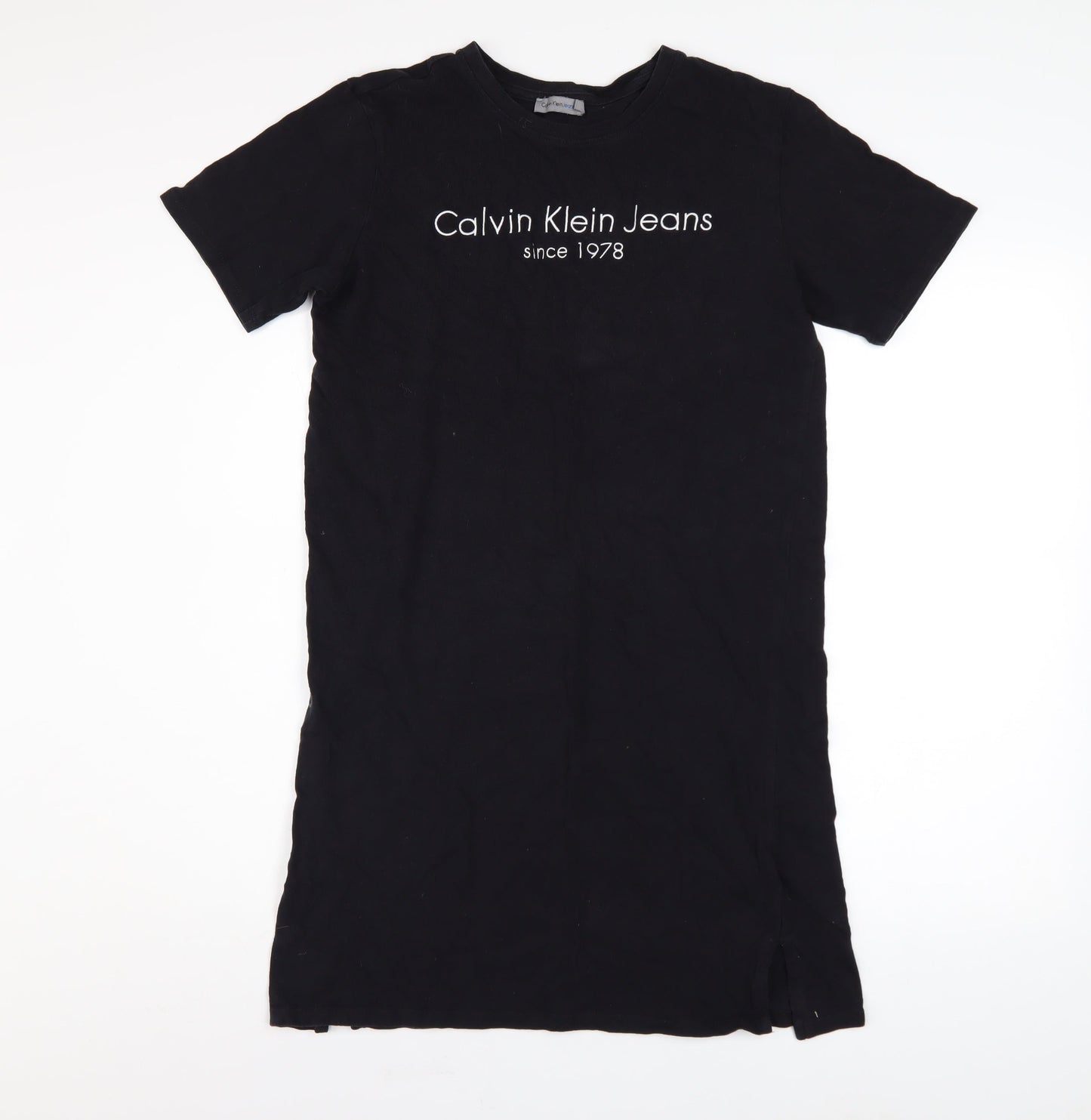 Calvin Klein Jeans Women's Black Cotton T-Shirt Dress Size S