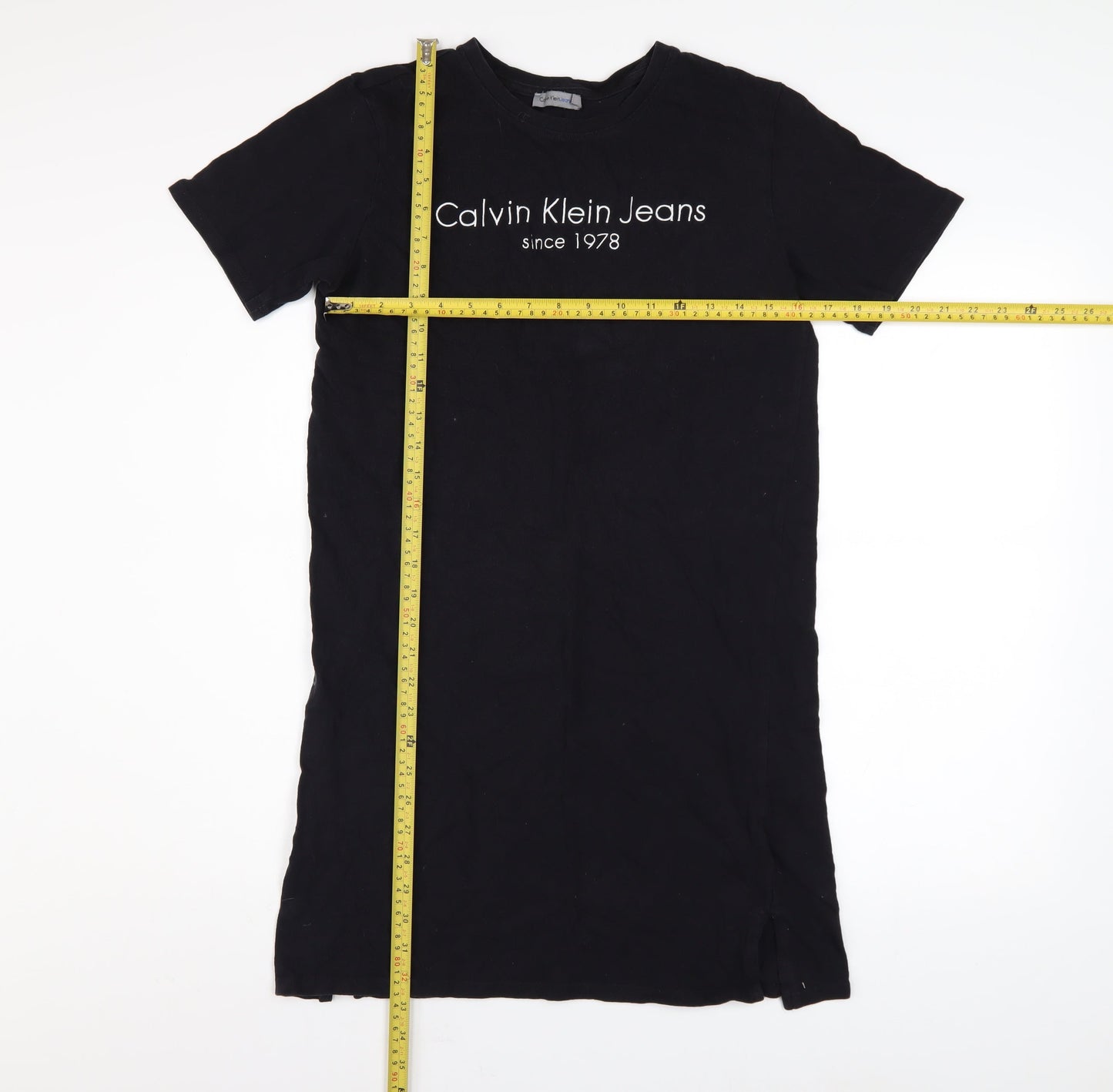 Calvin Klein Jeans Women's Black Cotton T-Shirt Dress Size S