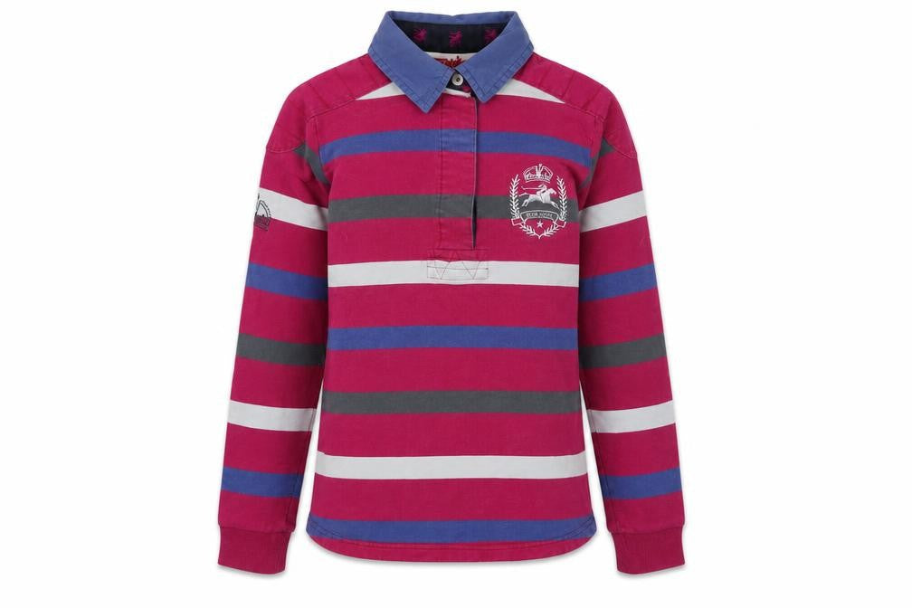 Tottie Womens XS Multicoloured Striped Polo Shirt Long Sleeve Cotton
