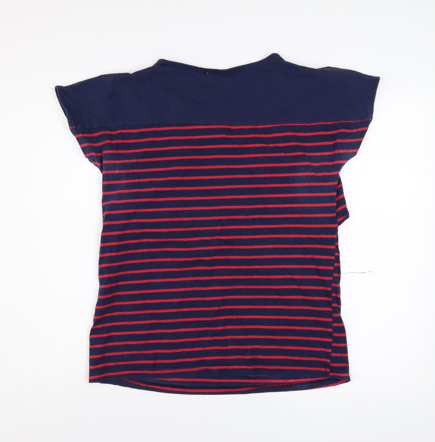 SMALLSHOW Women's Blue Striped Cotton T-Shirt Size M