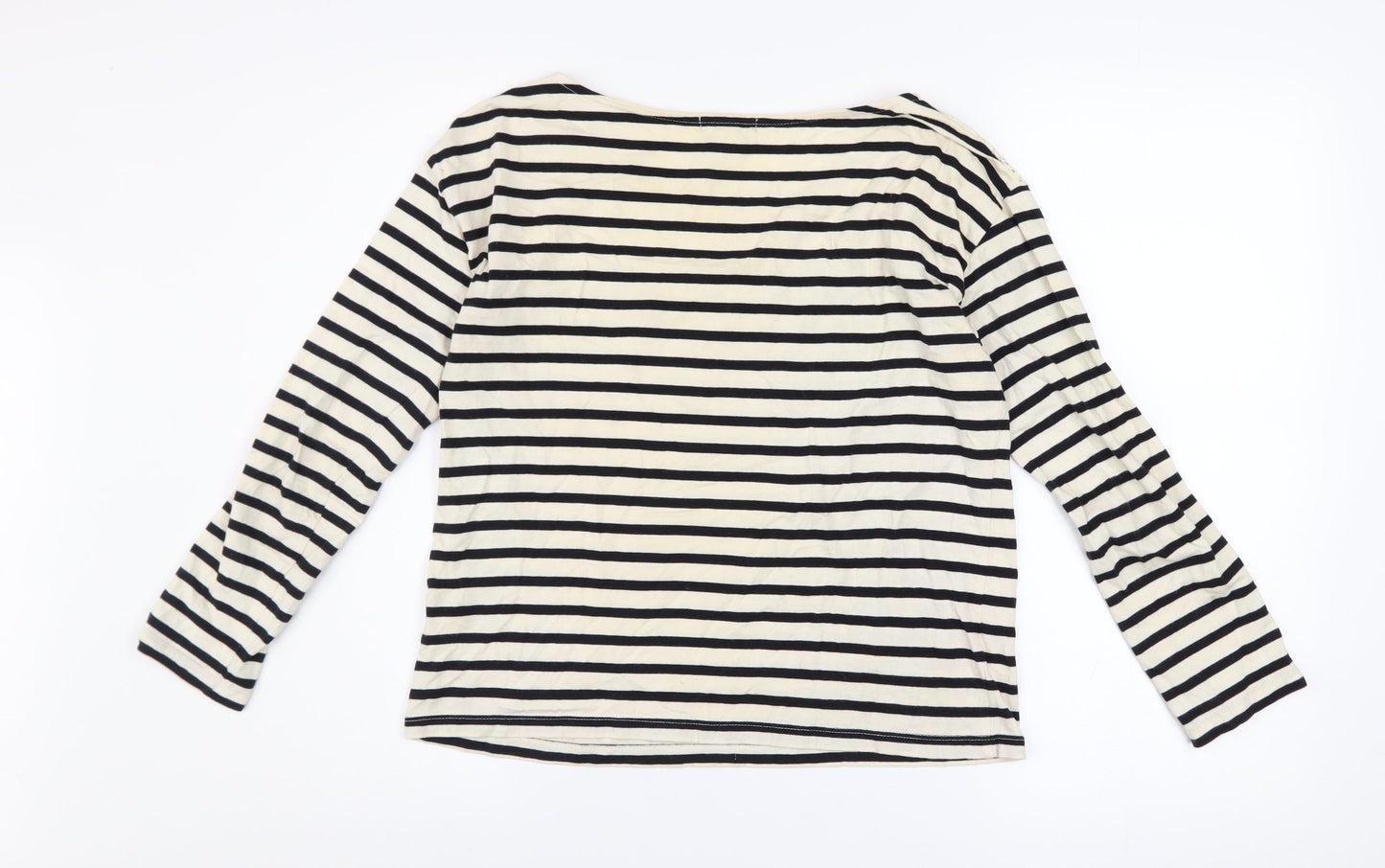 La Redoute Women’s Black & Ivory Striped Lace Long Sleeve T-Shirt UK 6/8