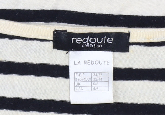 La Redoute Women’s Black & Ivory Striped Lace Long Sleeve T-Shirt UK 6/8
