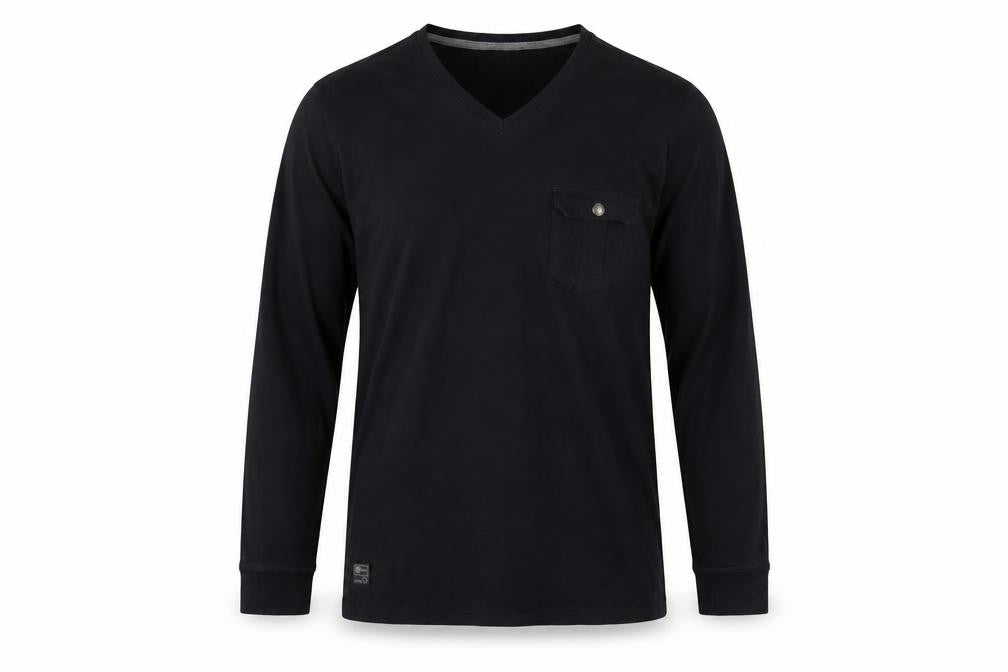 Dissident Men's Black Cotton Long Sleeve V-Neck Casual Shirt Size L