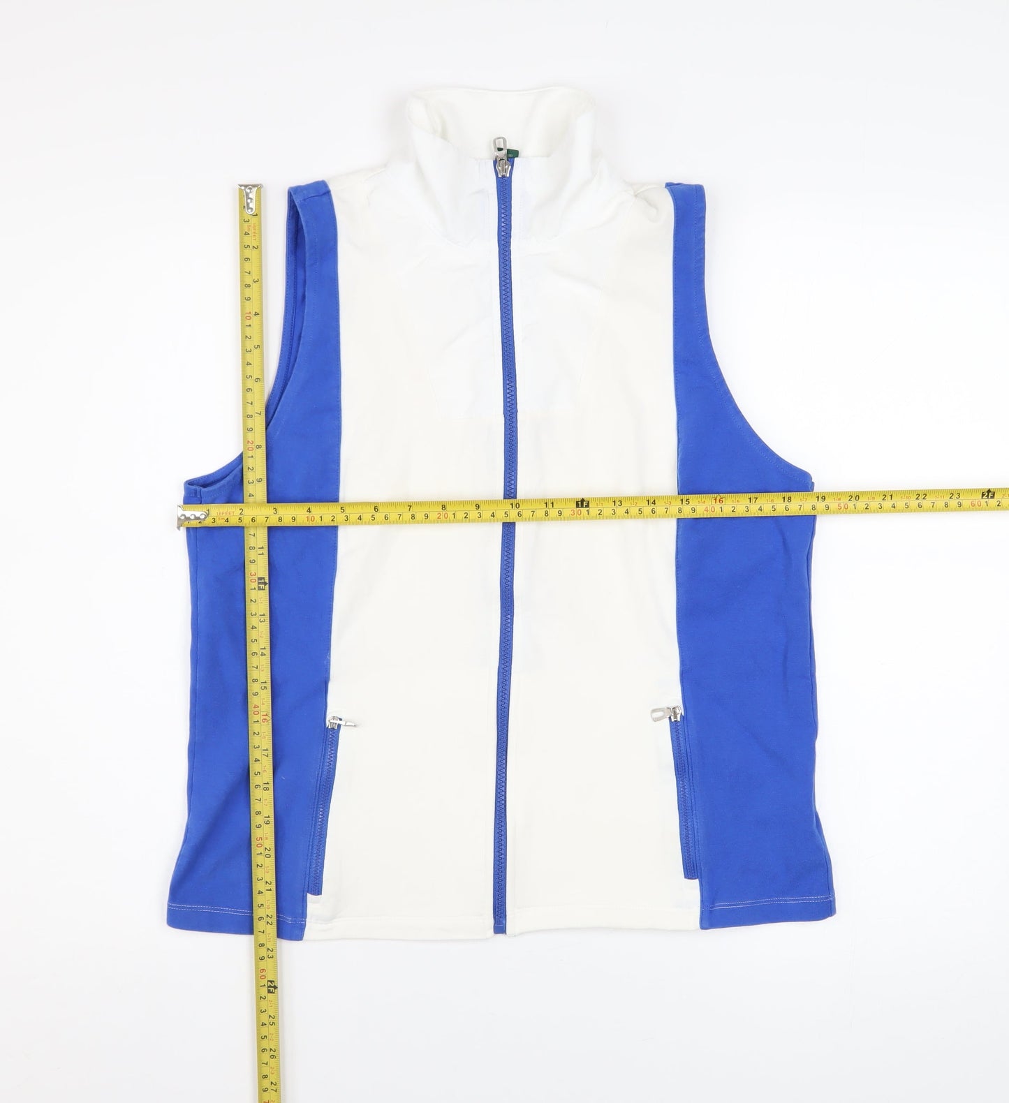 Ralph Lauren Men’s Blue White Full Zip Stand Collar Waistcoat L