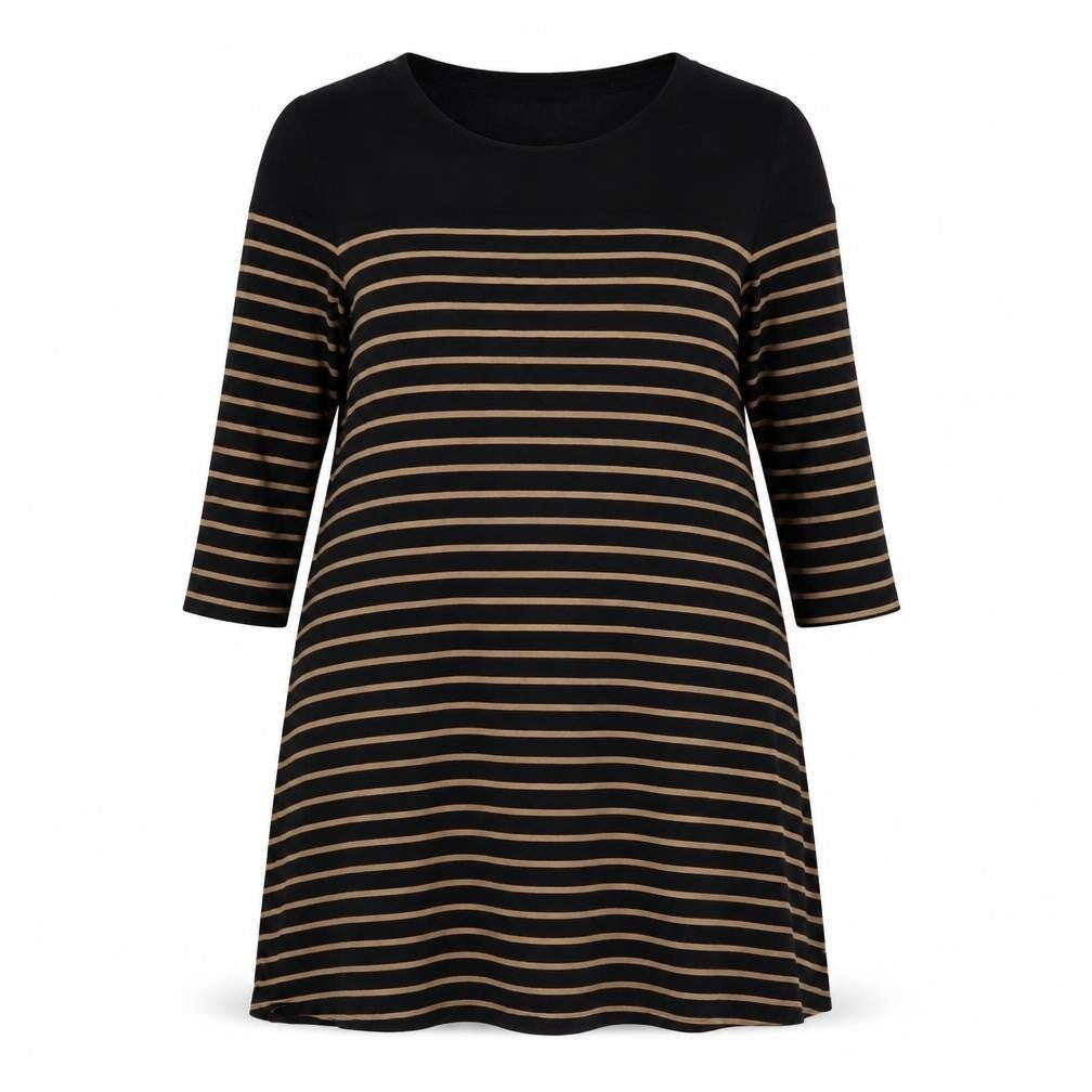 Marks and Spencer Women Black Striped A-Line Jersey Dress Size 16