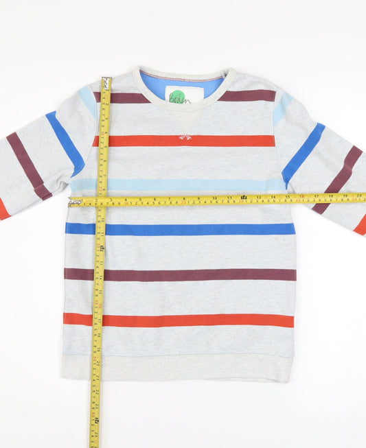 Boden Boys Grey Striped Pullover Sweatshirt 11-12 Years Long Sleeve