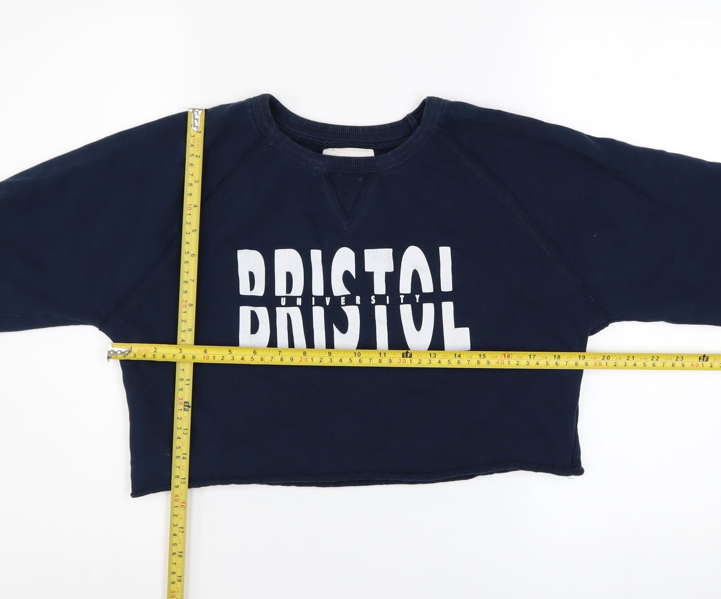 Epona Womens Navy BRISTOL UNIVERSITY Cropped Sweatshirt XS