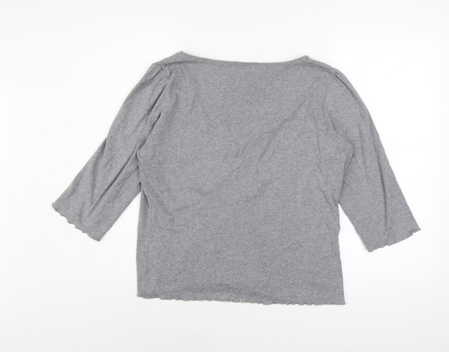 Marks and Spencer Per Una Grey Cotton V-Neck Blouse Size 16
