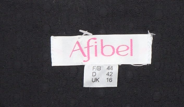 Afibel Women Black Size 16 Textured Four-Button Blazer Jacket