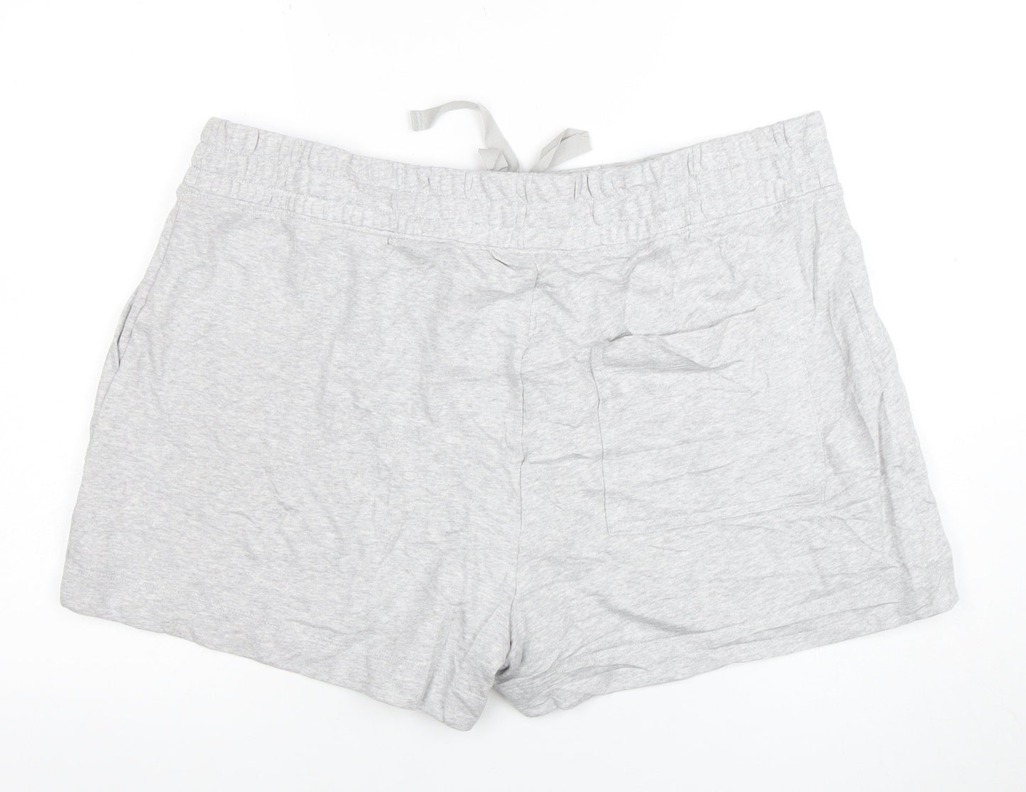 Marks and Spencer Women Grey Size 22 Sweat Shorts Drawstring Cotton Blend