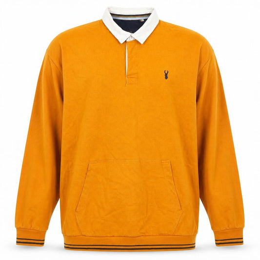 Next Men's Orange XL Long Sleeve Cotton Polo Shirt