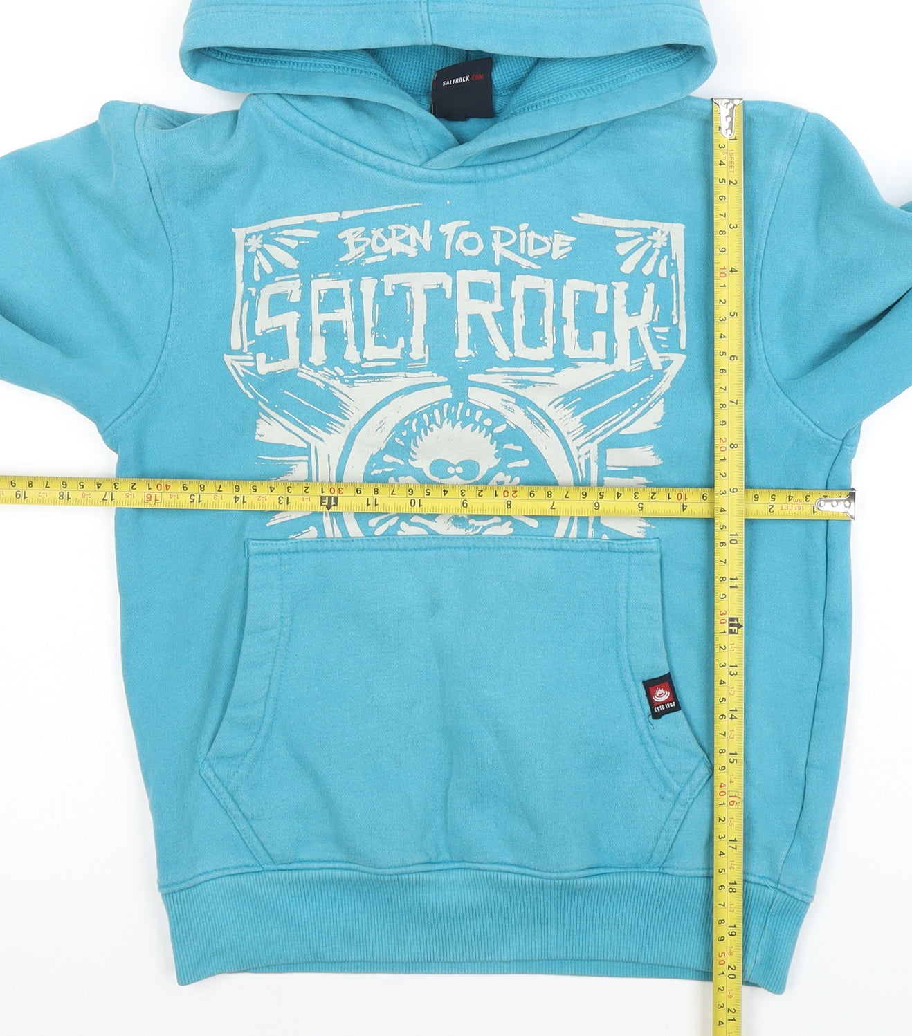 Saltrock Boys Blue Pullover Hoodie 7-8 Years Graphic Print Cotton Blend