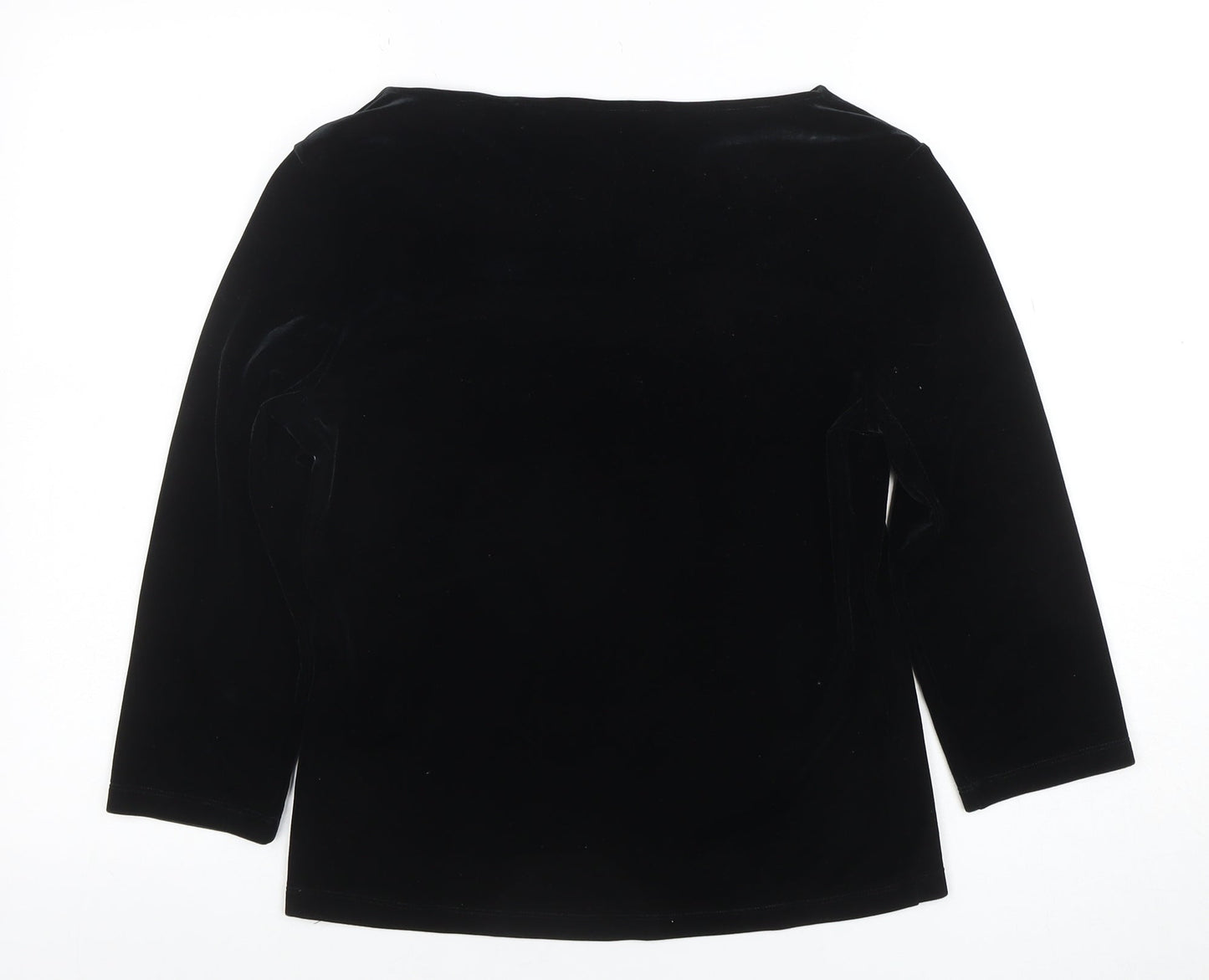 Marks & Spencer Women’s Black Velvet Long Sleeve Boat Neck Blouse UK 10