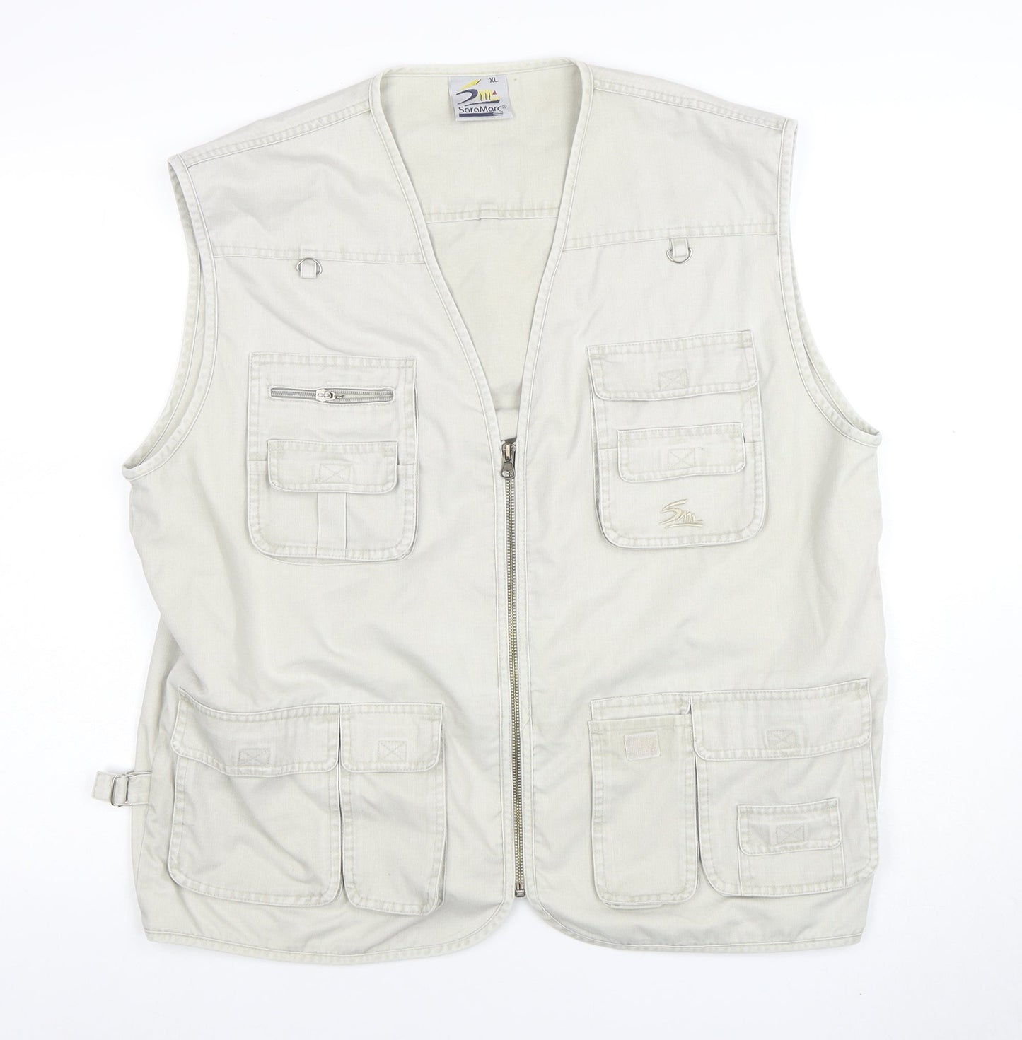 Sormatic Men's Beige XL Waistcoat Outdoor Utility Zip Pockets