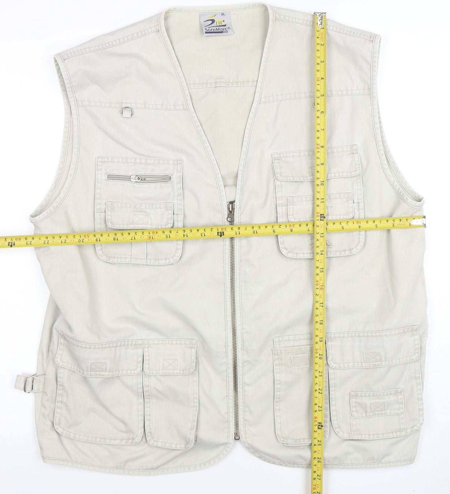 Sormatic Men's Beige XL Waistcoat Outdoor Utility Zip Pockets