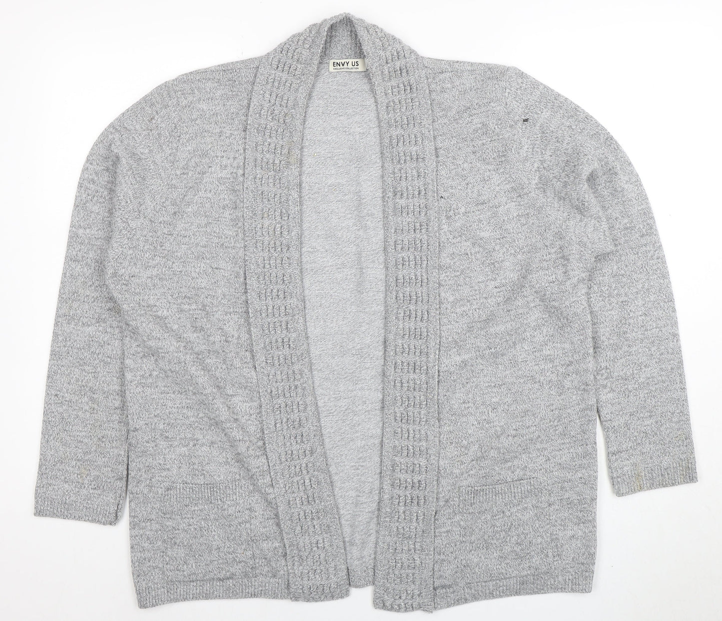 ENVY US Women’s Grey Knit Long Sleeve Open Cardigan 2XL