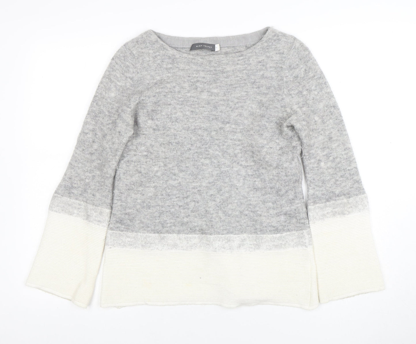 Mint Velvet Womens Grey Wool Blend Bell Sleeve Jumper Size 10