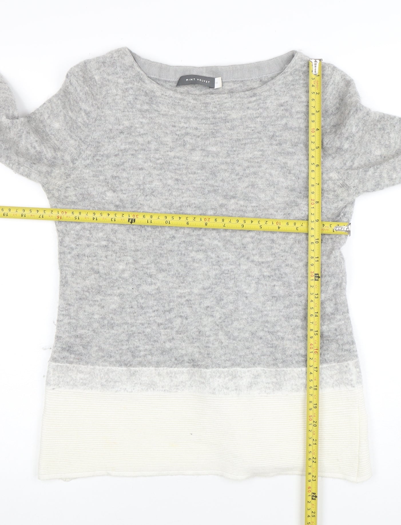 Mint Velvet Womens Grey Wool Blend Bell Sleeve Jumper Size 10