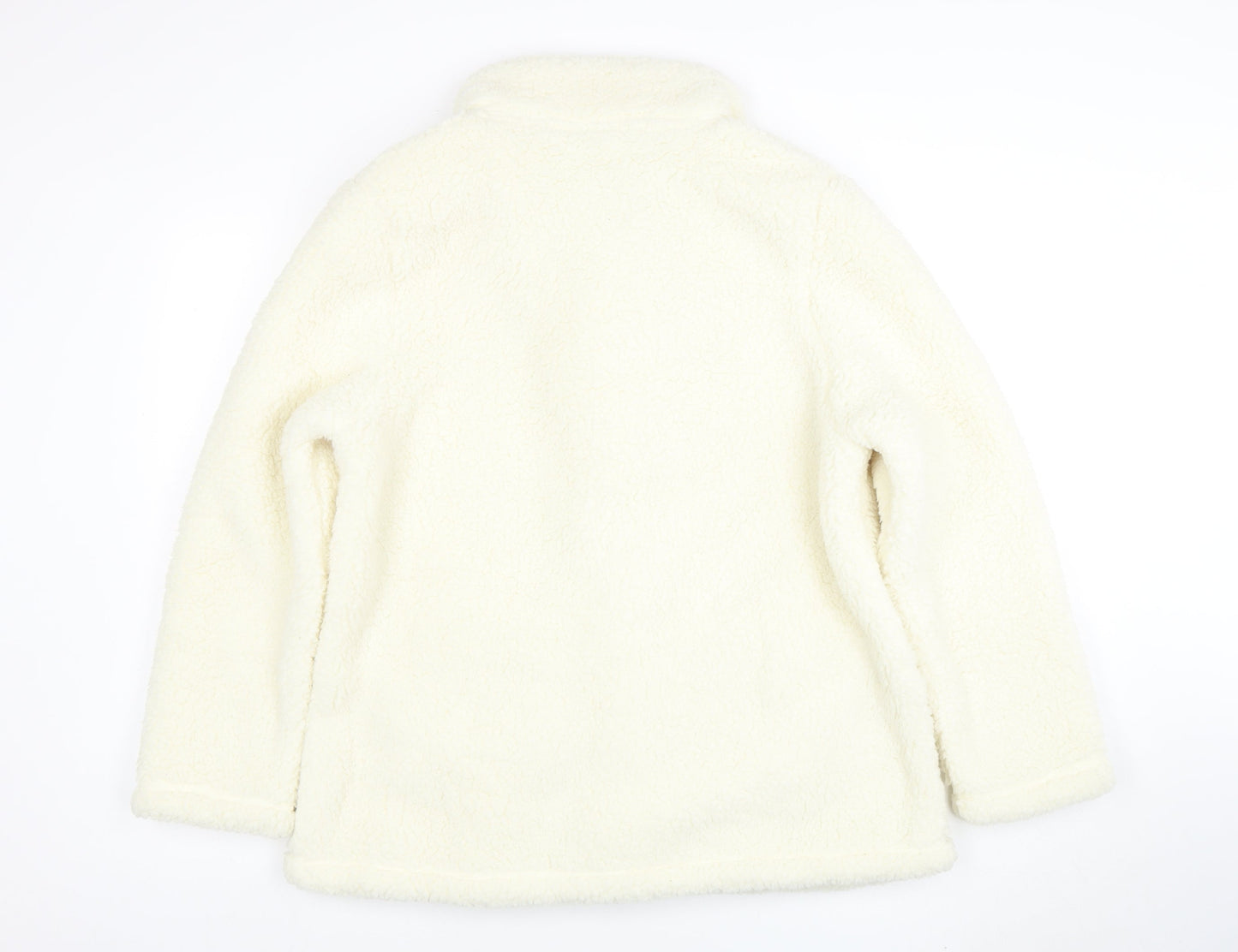 John Lewis Women Ivory Fleece Button Jacket Size L Winter Casual