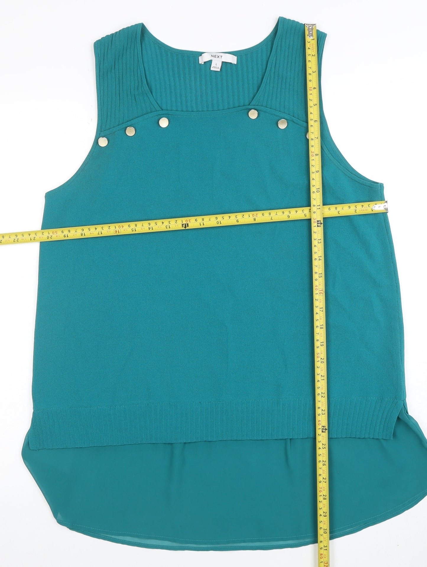 Next Women Green Sleeveless Knit Tank Top Size L