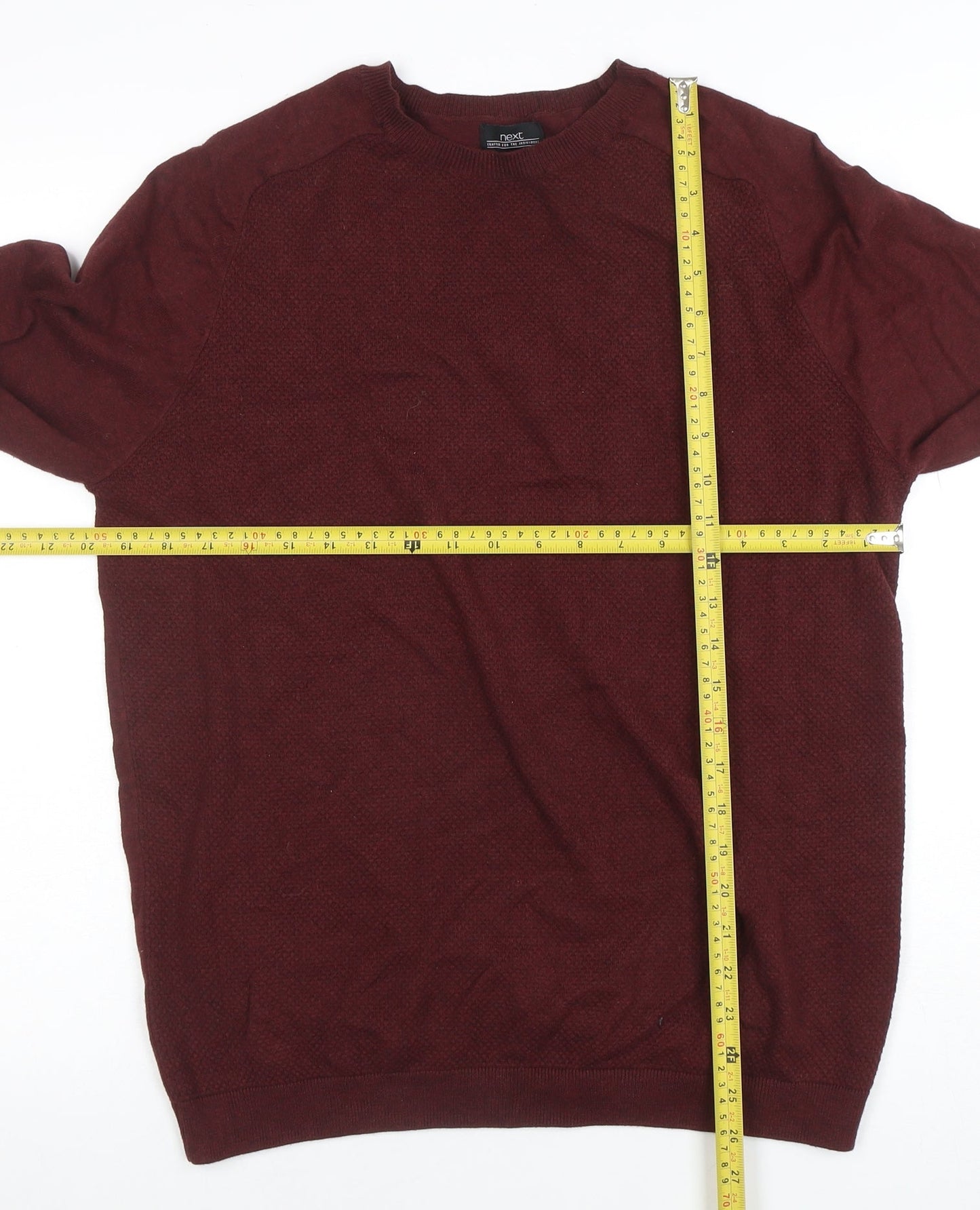 Next Men's Red Cotton Crew Neck Jumper Size M Regular Fit