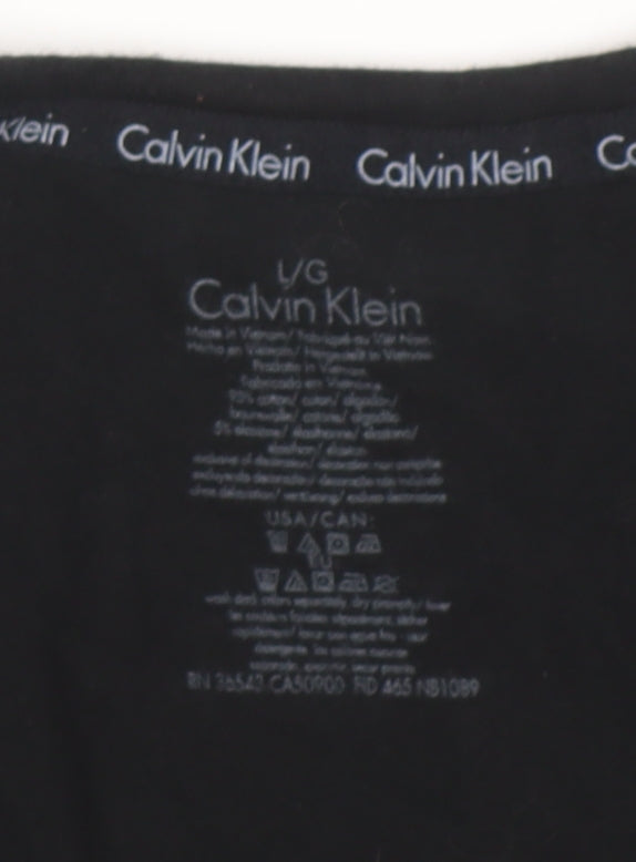 Calvin Klein Men's Black V-Neck Cotton Blend T-Shirt L