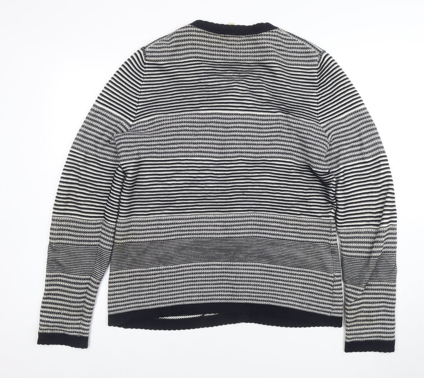 Viyella Womens Blue Striped Cotton Cardigan L Long Sleeve