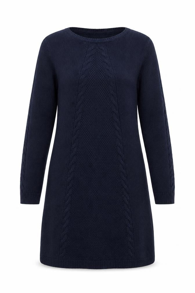 Monsoon Women Blue Knit Jumper Dress M Long Sleeve Knee Length