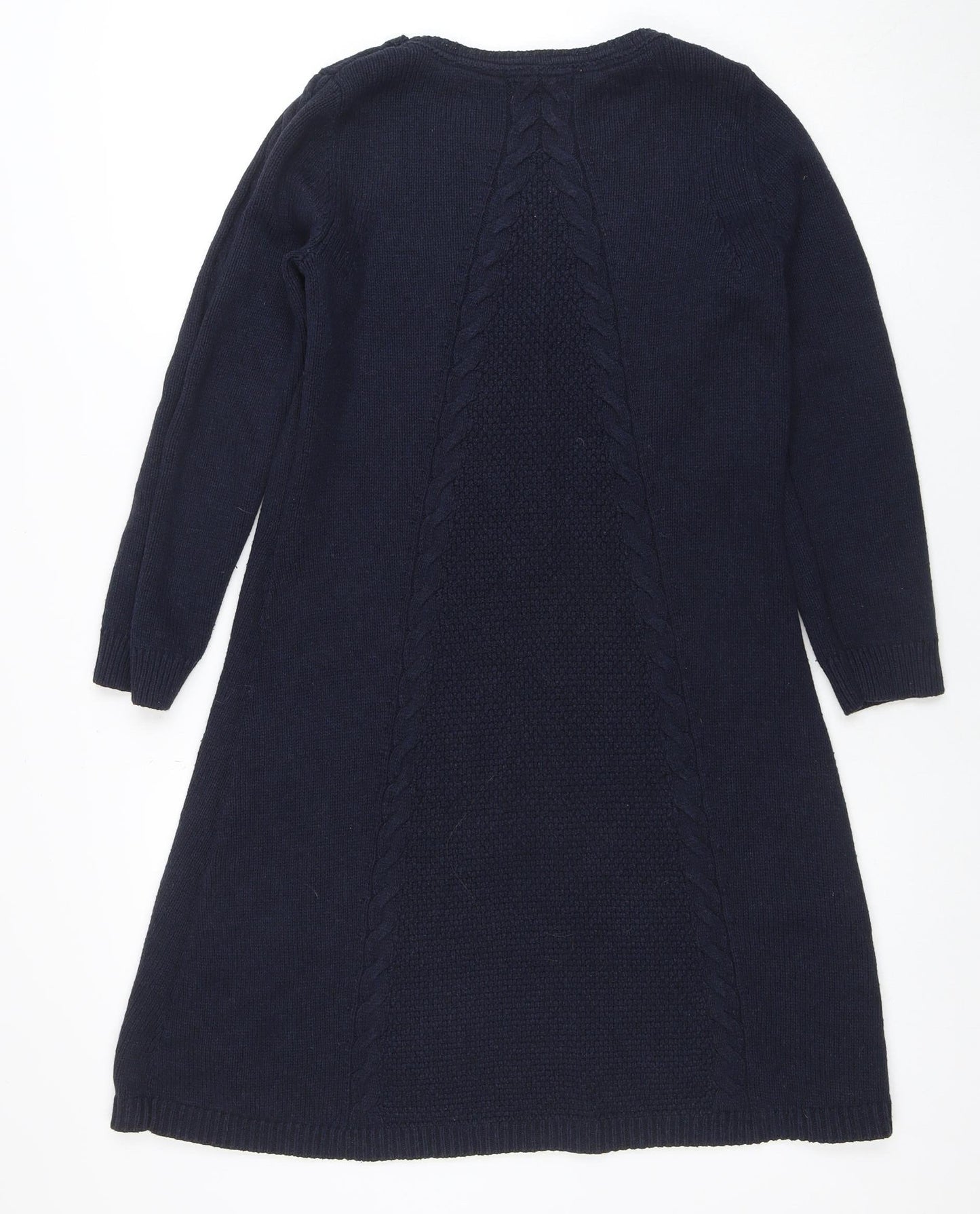 Monsoon Women Blue Knit Jumper Dress M Long Sleeve Knee Length