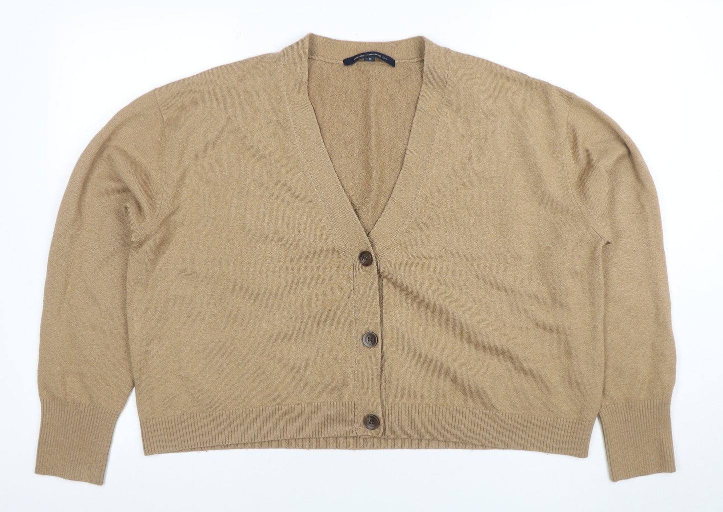 French Connection Women’s Beige V-Neck Button Cardigan S